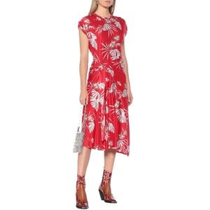 Paco Rabanne Red Hawaiian Printed Jersey Midi Wrap Dress with tags